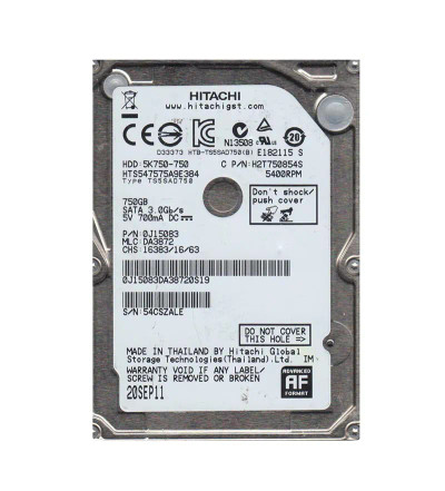 0J15083 - Hitachi 750GB 5400RPM SATA 8MB 2.5" HDD