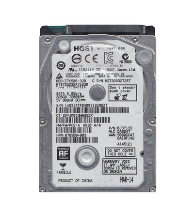 0J37133 - Hitachi 320GB 7200RPM SATA 6Gb/s 2.5" HDD