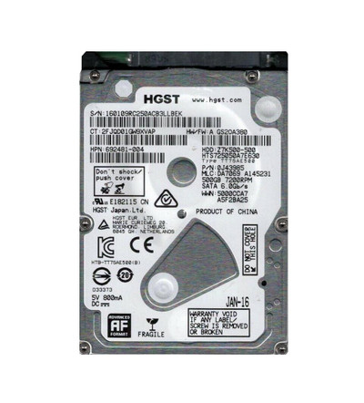 0J43985 - Hitachi 500GB 7200RPM SATA 6Gb/s 2.5" HDD