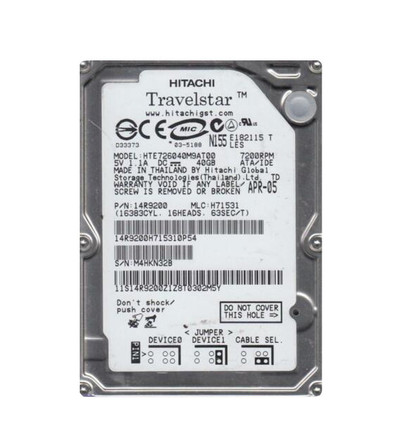 Hitachi IBM 40GB 7200RPM ATA 2.5-Inch Hard Drive for 14R9200 - Server Storage Soluti