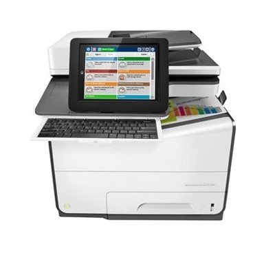 HP PageWide Managed Color Multifunction Printer E58650dn in sleek black design, ideal for office use