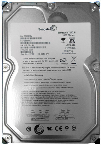 9FZ136-568 - Seagate 1TB 7200RPM SATA 3Gb/s 32MB 3.5" HDD