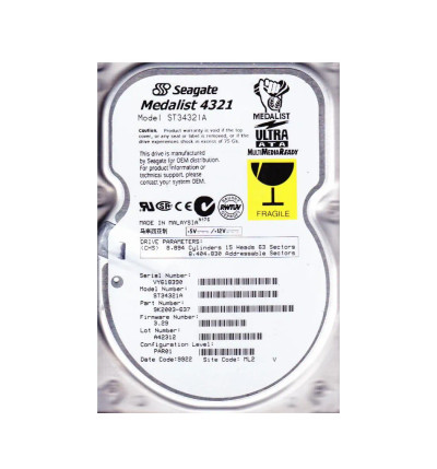 Seagate 4GB 5400RPM ATA-33 3.5 Hard Drive for Storage Upgrade in Desktop Computers