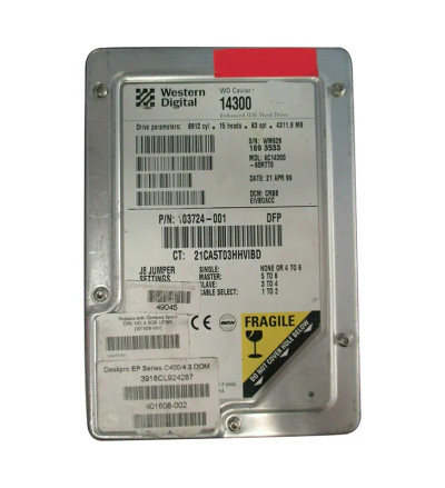 Western Digital 4GB 5400RPM ATA-66 3.5 Hard Drive for Desktop Computers