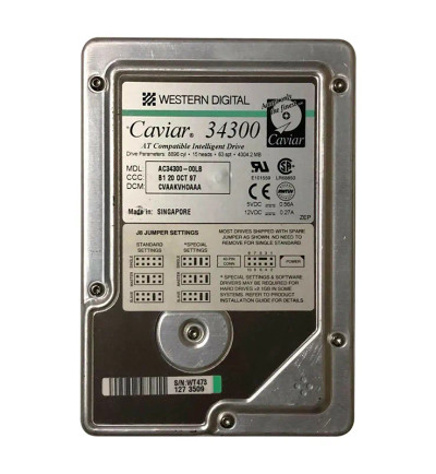 Western Digital 4GB 5400RPM ATA-33 3.5-inch Hard Drive for Data Storage in Desktop Computers