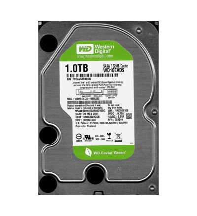 Western Digital Caviar Green 1TB Hard Drive 5400RPM SATA 3Gb/s 32MB Cache 3.5-inch - Compatible with servers