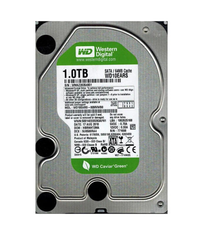 Western Digital Caviar Green 1TB SATA Hard Drive for Servers - WD10EARS-00MVW80 Western Digital Caviar Green 1TB SATA Hard Drive for Servers - WD10EARS-00MVW80