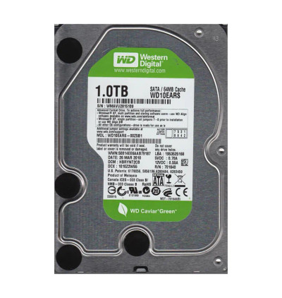 Western Digital Caviar Green 1TB SATA Hard Drive 5400RPM 64MB Cache 3.5 - Compatible with desktop computers