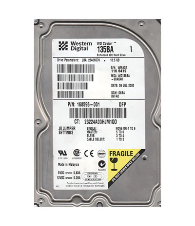 WD135BA - WESTERN DIGITAL 13GB 7200RPM EIDE 3.5" HDD