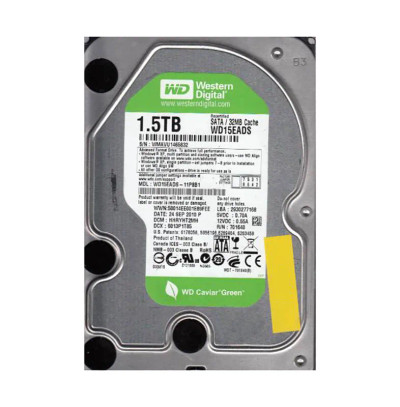 Western Digital Caviar Green 1.5TB SATA Hard Drive 5400RPM 32MB Cache 3.5 - Compatible with servers