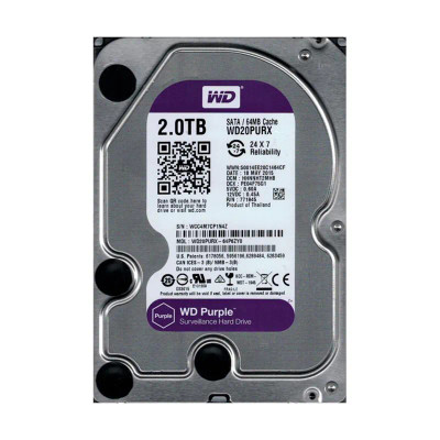 WD20PURX-64P6ZY0 - Western Digital 2TB SATA 6Gb/s 5400RPM 3.5" Surveillance HDD
