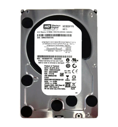 Western Digital T3 3TB SATA Hard Drive 5400RPM 6Gb/s 64MB Cache 3.5 - Compatible with Servers