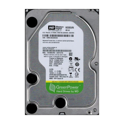 WD WD30EURX-64HYZY0 3TB AV-GP SATA 6Gb/s 64MB Cache 3.5Hard Drive