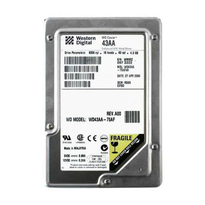 Western Digital Caviar 4.3GB 5400RPM ATA-66 2MB Cache 3.5 Hard Drive for Storage Upgrades