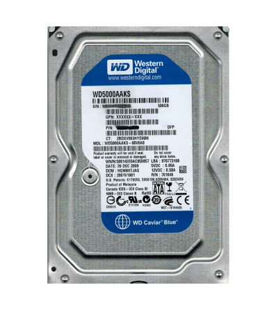 Western Digital Caviar Blue 500GB SATA Hard Drive 7200RPM 3.5-inch - WD5000AAKS-60V0A0 - Compatible with server racks