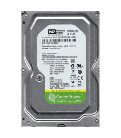 Western Digital AV-GP 500GB 5400RPM SATA 6Gb/s 32MB Cache 3.5 HDD for AV Systems