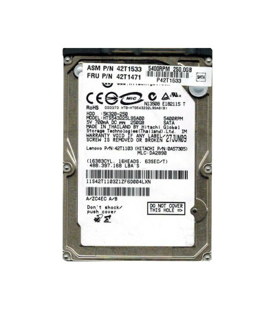 42T1471 - Lenovo 250GB 5400RPM SATA 2.5" HDD