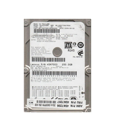Lenovo 250GB 5400RPM SATA Hard Drive for 2.5-inch Drive Bay - 45N7003
