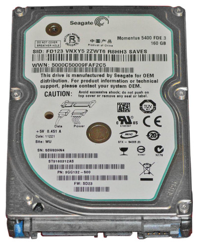 9GG132-500 - Seagate 160GB 5400RPM SATA 8MB 2.5" HDD