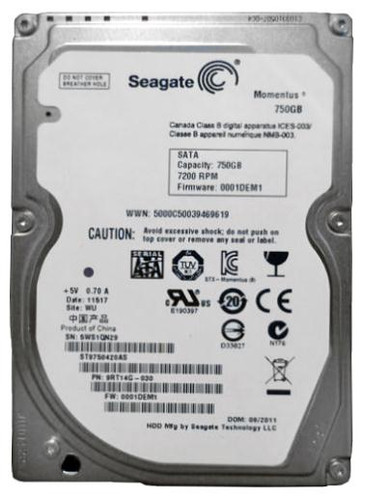 9RT14G-030 - Seagate 750GB 7200RPM SATA 3Gb/s 2.5" HDD