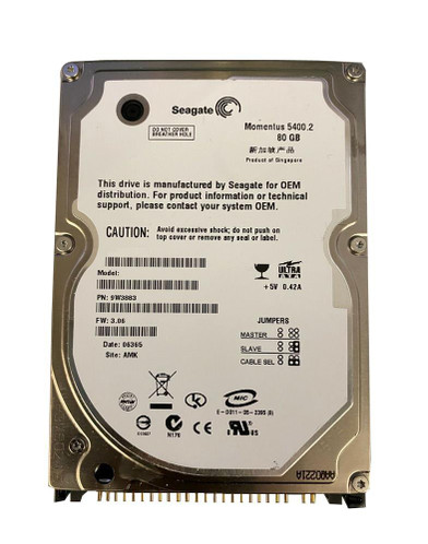 Seagate 80GB 5400RPM ATA-100 2.5-inch Hard Drive for laptops - 9W3883-504