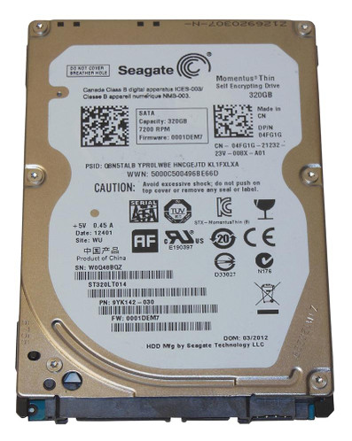 9YK142-030 - Seagate 320GB 7200RPM SATA 3Gb/s 2.5" HDD