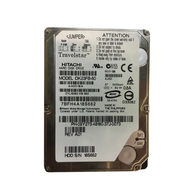 Hitachi 60GB 5400RPM ATA-100 2.5 Hard Drive for DK23FB-60 - Compatible with laptops