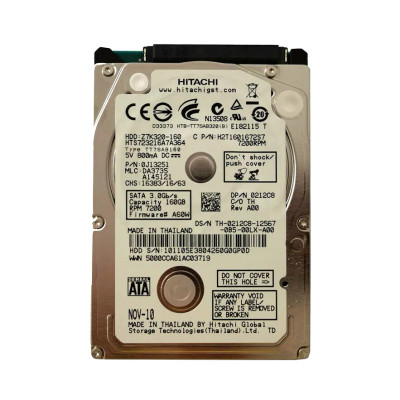HTE723216A7A364 - Hitachi 160GB 7200RPM SATA 3Gb/s 2.5" HDD
