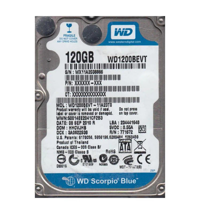 Western Digital Scorpio Blue 120GB 5400RPM 8MB SATA 2.5 Laptop Hard Drive - Compatible with laptops