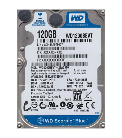 Western Digital Scorpio Blue 120GB 5400RPM 8MB SATA 2.5 Laptop Hard Drive - Compatible with laptops