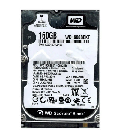 WD WD1600BEKT-00A25T0 Scorpio Black WD1600BEKT 160GB SATA Hard Drive