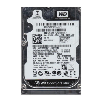 WD1600BEKT-75PVMT0 - Western Digital Scorpio Black 160GB 7200RPM Hard Drive
