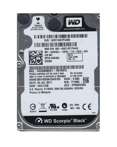 WD2500BEKT-75PVMTO - Western Digital 250GB SATA 7200RPM 16MB 2.5" HDD