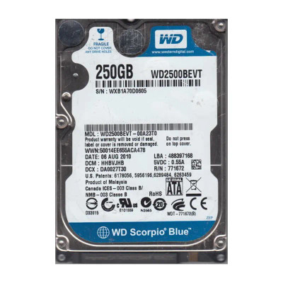 WD WD2500BEVT-00A23T0 Shop Scorpio Blue 250GB 5400RPM SATA