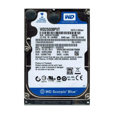 WD2500BPVT-24ZEST0 - Western Digital 250GB 5400RPM SATA 8MB 2.5" HDD