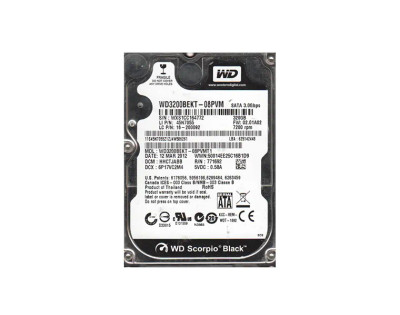 WD WD3200BEKT-08PVMT1 Scorpio Black 320GB 7200RPM SATA Hard Drive
