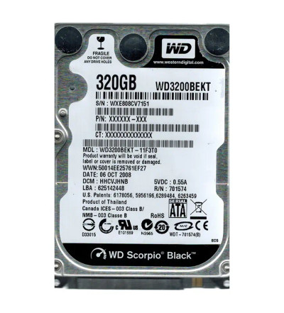 WD3200BEKT-11F3T0 - Western Digital 320GB 7200RPM SATA 16MB 2.5" HDD