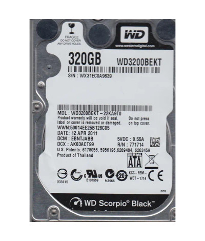 WD WD3200BEKT-22KA9T0 Scorpio Black 320GB 7200RPM SATA Hard Drive