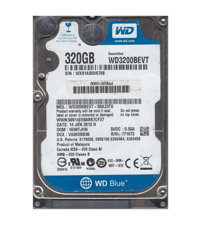 Western Digital Scorpio Blue 320GB SATA Hard Drive for laptops - WD3200BEVT-00A23T0