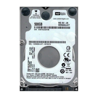 Western Digital AV-25 500GB SATA Hard Drive 2.5-inch 5400RPM 16MB Cache - Compatible with AV systems