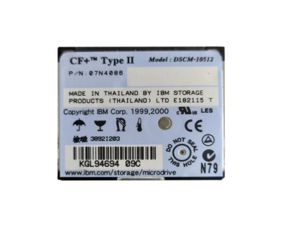 07N4086 - IBM 512MB 3600RPM 1.8" CompactFlash Type II HDD