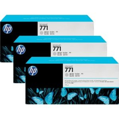 HP 771 Light Gray Ink Cartridge for Inkjet Printers - Pack of 3 - OEM - Compatible with CR257A - Printer Ink Supplies