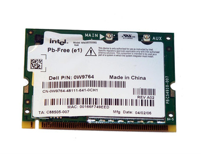 W9764 - Dell 54Mbps 802.11b/g Mini PCI Wireless Card