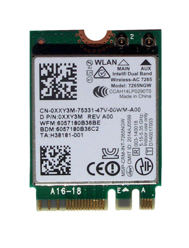 XXY3M - Dell 802.11a/b/g/n Bluetooth Internal Mini WiFi Card