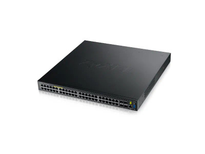 ZyXEL XGS3700-48HP 48-Port GbE L2+ PoE Switch with 10GbE Uplink, suitable for network infrastructure
