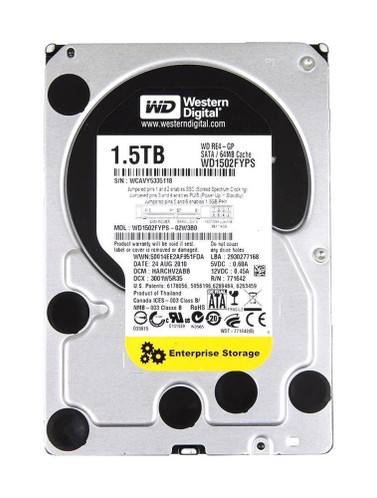 Western Digital 1.5TB 5400RPM SATA Hard Drive 64MB Cache 3.5-inch - Compatible with ProLiant DL360p Gen8 Servers
