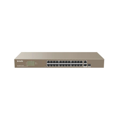 Tenda 24FE+2GE/1SFP Rackmount Switch with 24-Port PoE, compatible with server racks