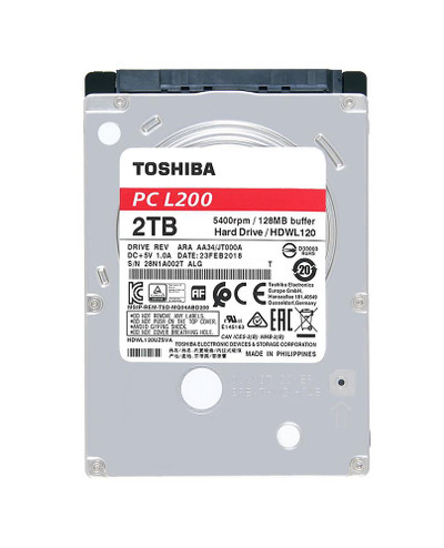 Toshiba L200 2TB SATA 6Gb/s 5400RPM 128MB Cache 2.5 HDD for laptops