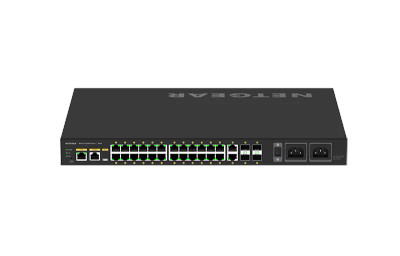 NetGear M4250-26G4XF-PoE+ AV Line 24x 1000Base-T PoE+ 1,440W, 2x 1000Base-T with 4x SFP Managed Switch NetGear M4250-26G4XF-PoE+ AV Line 24x 1000Base-T PoE+ 1,440W, 2x 1000Base-T with 4x SFP Managed Switch