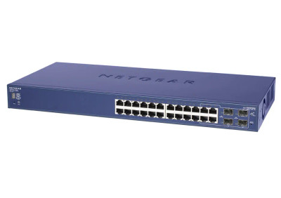 Netgear GS724TS Smart Stackable Ethernet Switch 24x 10/100/1000Base-T LAN 4x SFP, ideal for network setups Netgear GS724TS Smart Stackable Ethernet Switch 24x 10/100/1000Base-T LAN 4x SFP, ideal for network setups